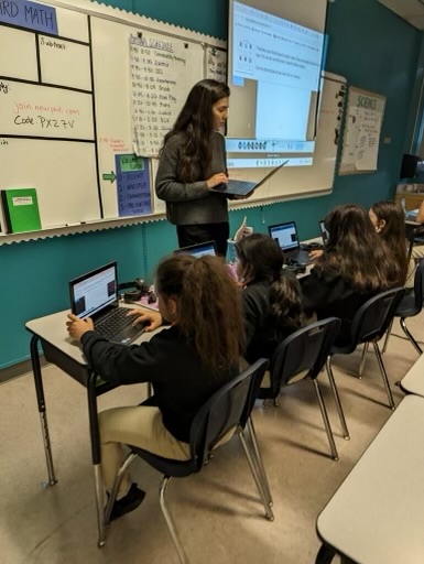 student leading class