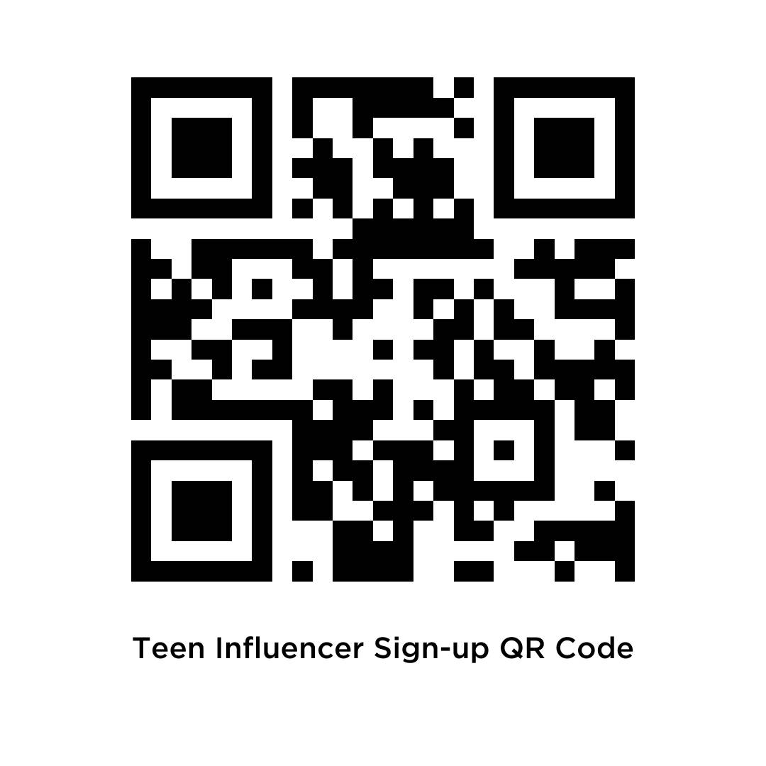 QR code to become a teen influencer