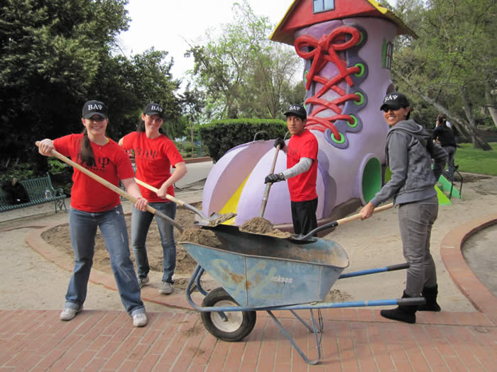 Students help clean up at Storyland