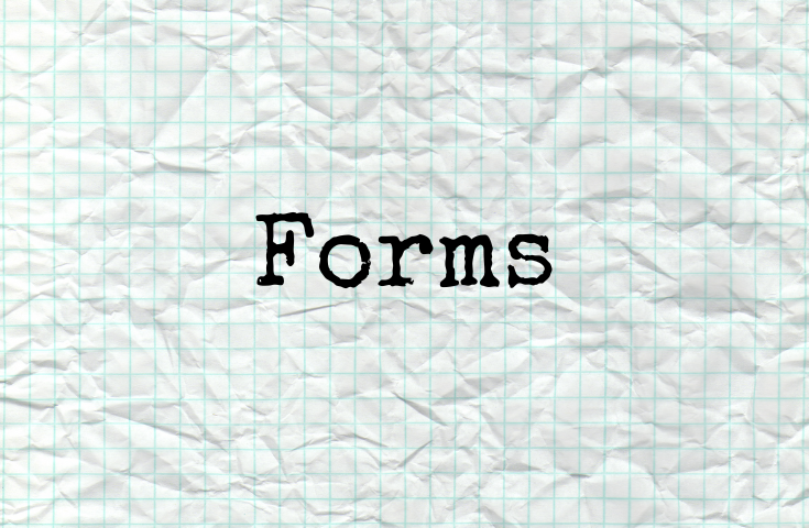 Typewritten word: Forms on a gridded paper background