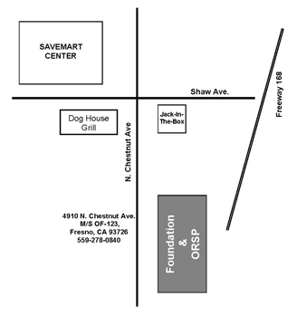 Map showing directions to Office of Research & Sponsored Programs Offices