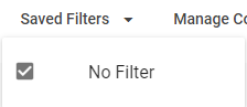 Saved filters dropdown showing No Filter