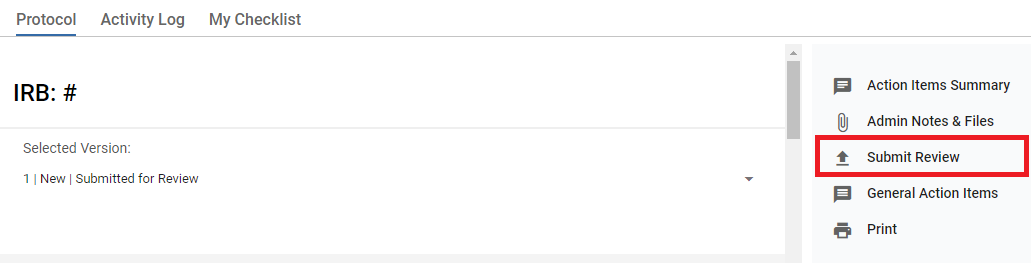 Submit Review button in right-side menu