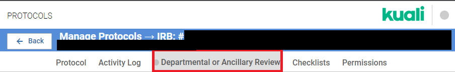 Departmental or Ancillary Review tab