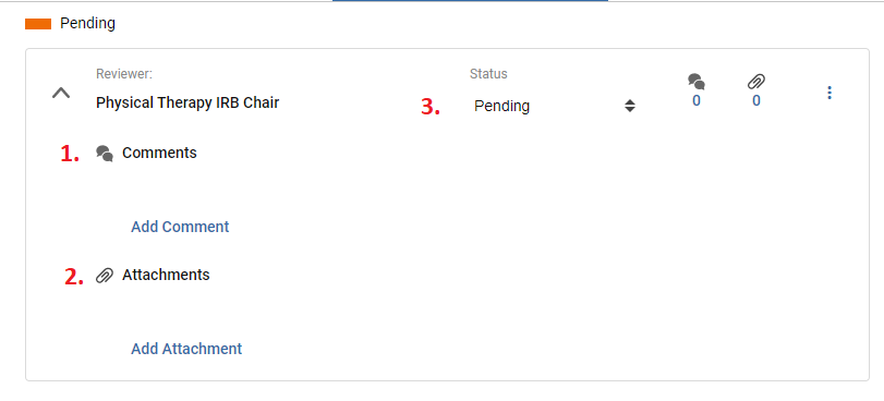 Departmental review settings and status controls