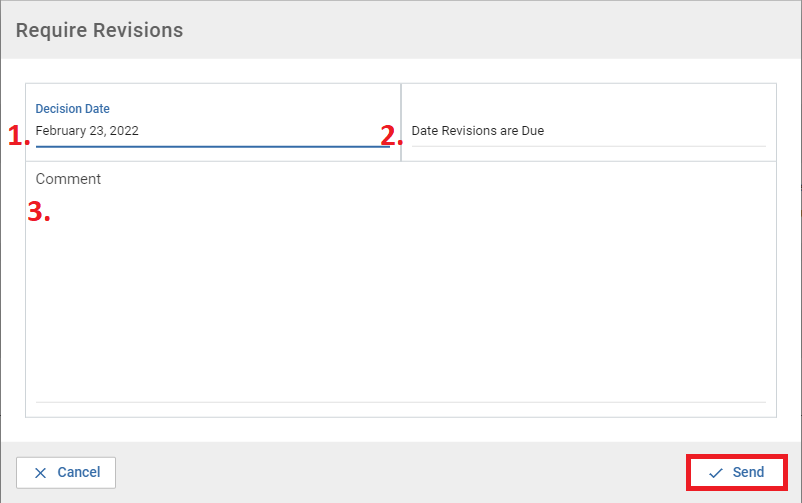 Require revisions popup window