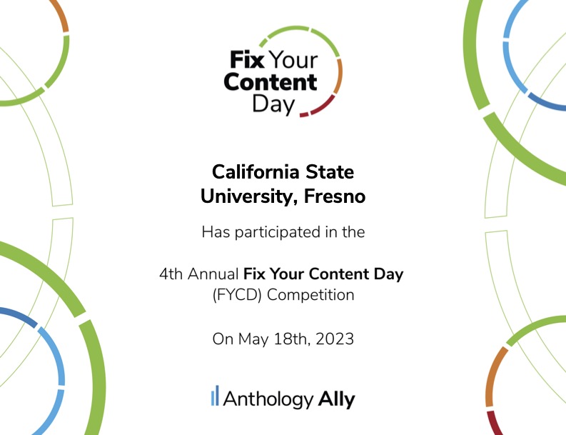 Fresno State participated in Fix Your Content Day 2023 May 18, 2023