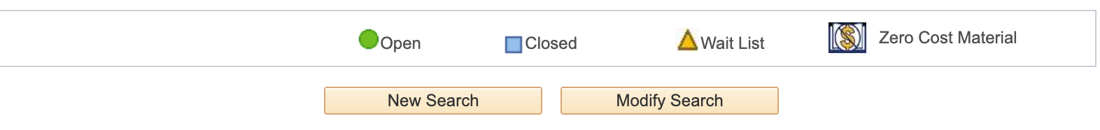 course registration search page showing ZCCM icon 