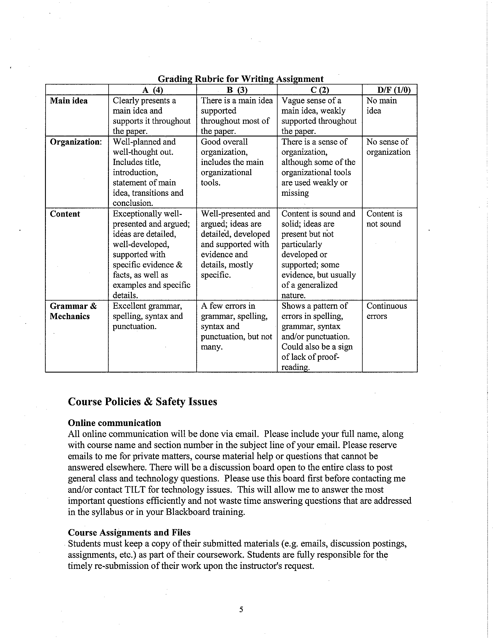 Tentative course schedule table, page 11