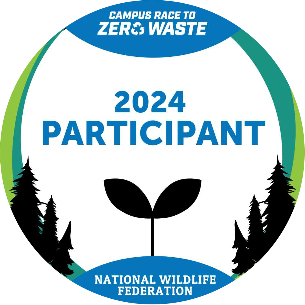 Logo that says "Campus race to zero waste 2024 participant, National Wildlife Federation"